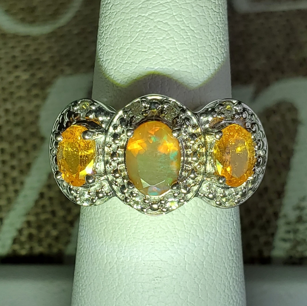 Ethiopian Fire Opal Citrine Ring - Picture 3 of 17